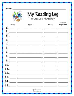 Kids Reading Log - Be Creative @ Your Library