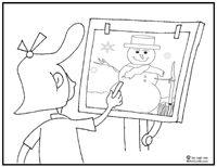 Click on image to download and print snowman coloring page