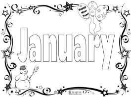 Click to download and print January coloring page