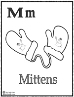 Click image to download and print mitten coloring page