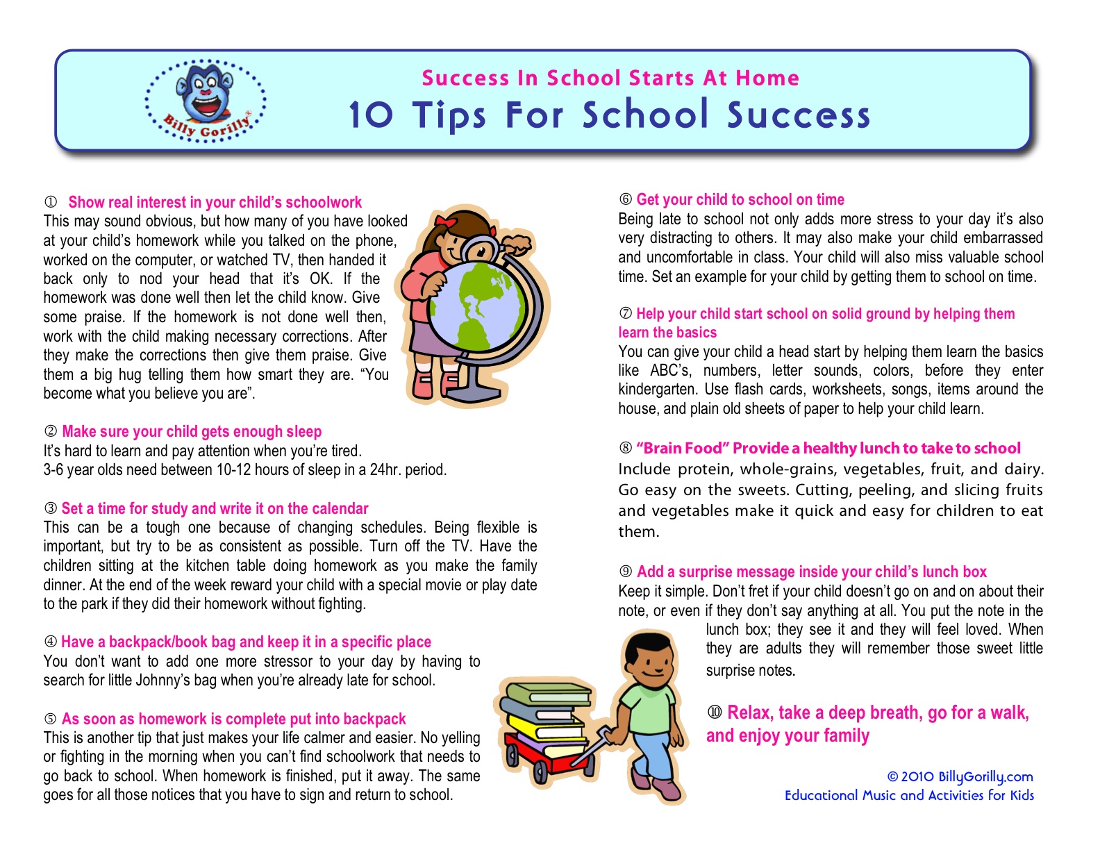 10 Tips For School Success | Sing Laugh Learn