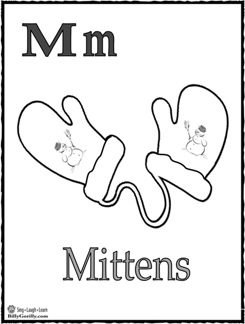Printable coloring page of mittens