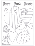 Click on image to download and print hearts coloring page